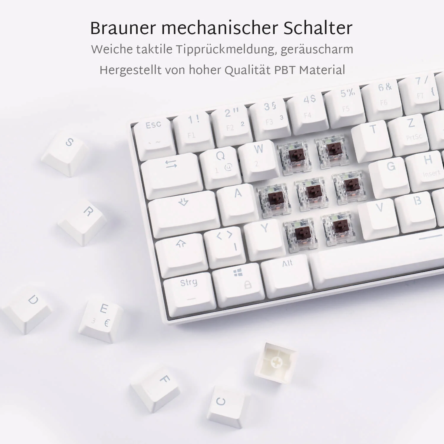 RK61-DE 60% QWERTZ Mechanische Tastatur (Einfarbig hintergrundbeleuchtet) - Image 7