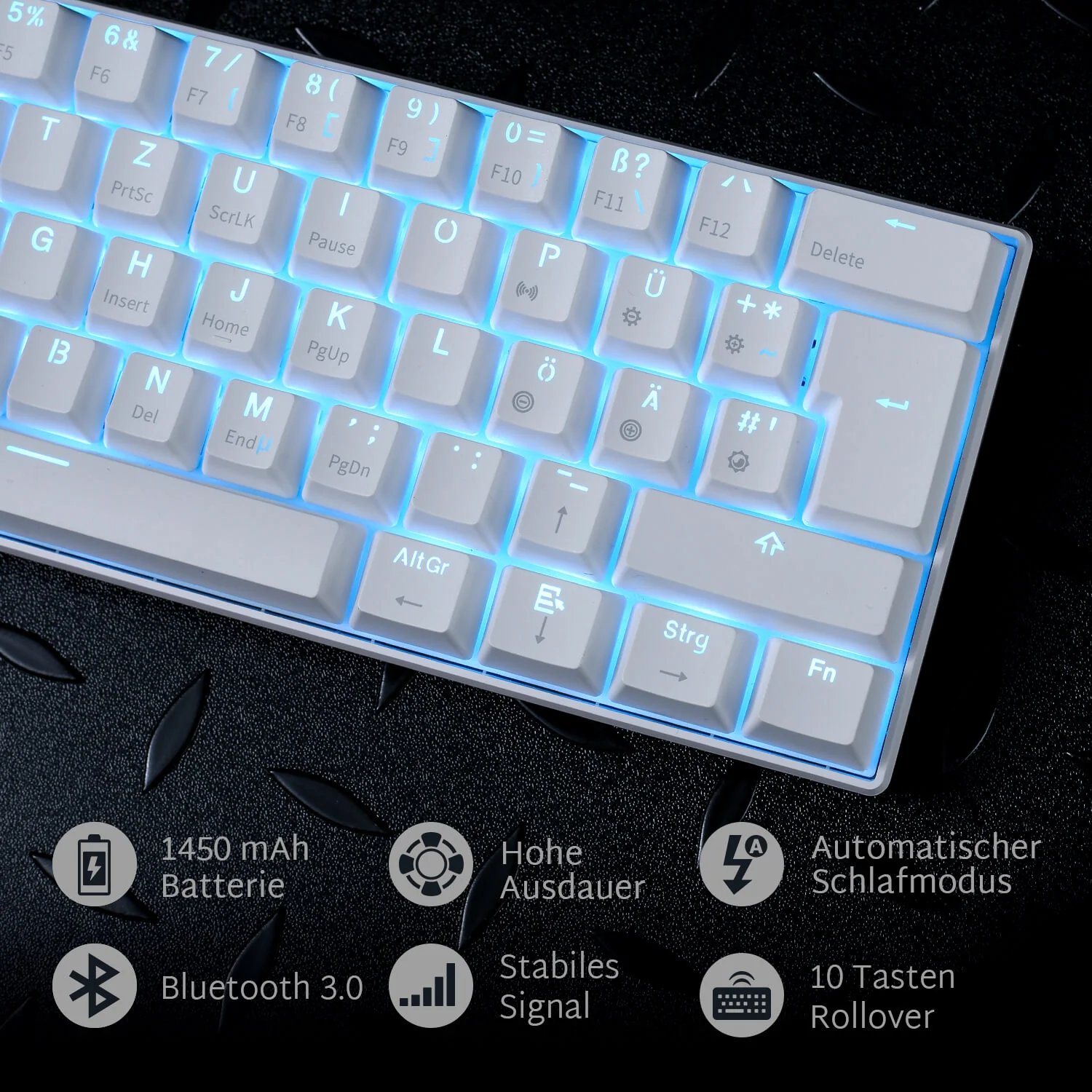 RK61-DE 60% QWERTZ Mechanische Tastatur (Einfarbig hintergrundbeleuchtet) - Image 9
