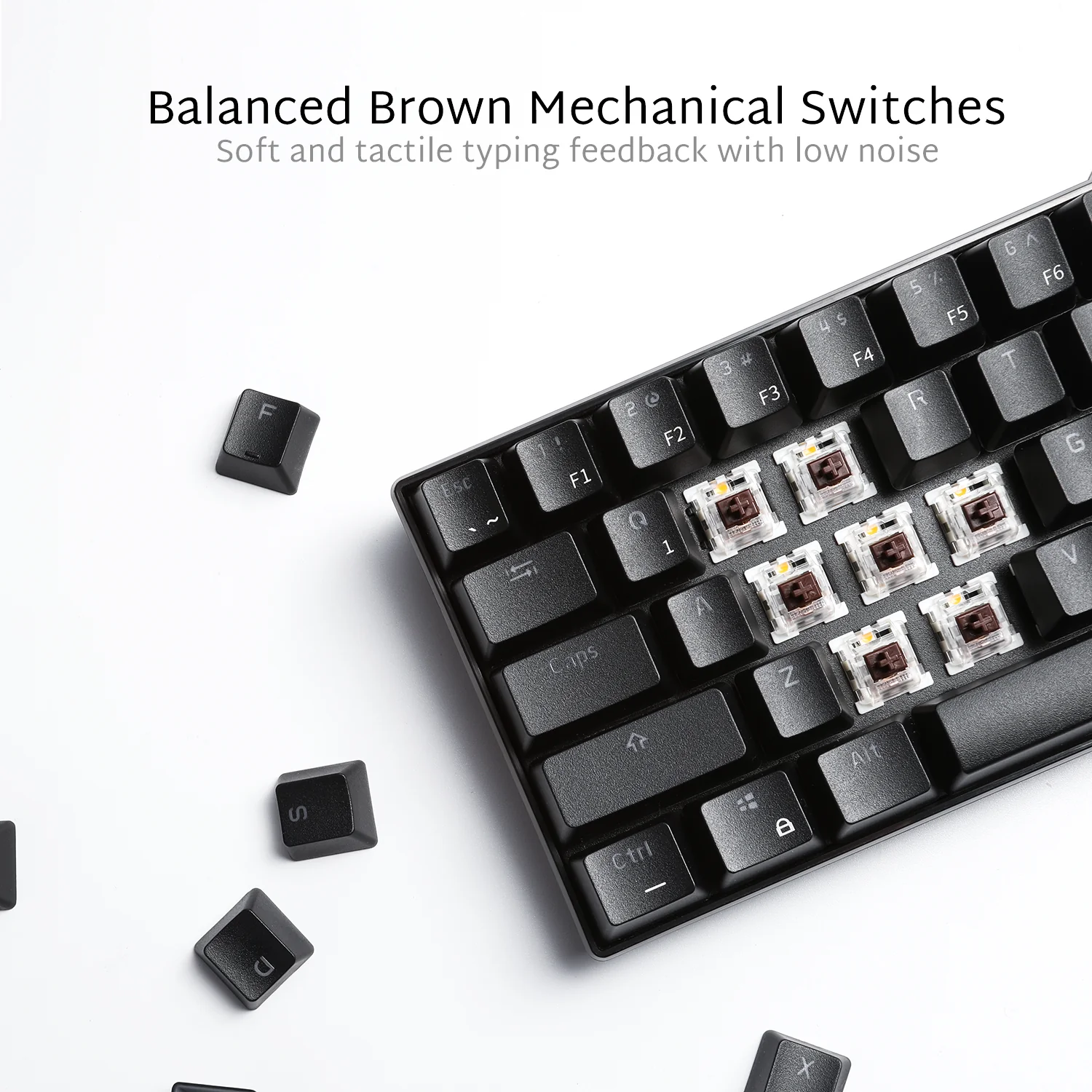 RK61 60% Dual Mode Wireless Mechanical Gaming Keyboard, Black -  Brown Switch (Open-Box) - Image 4