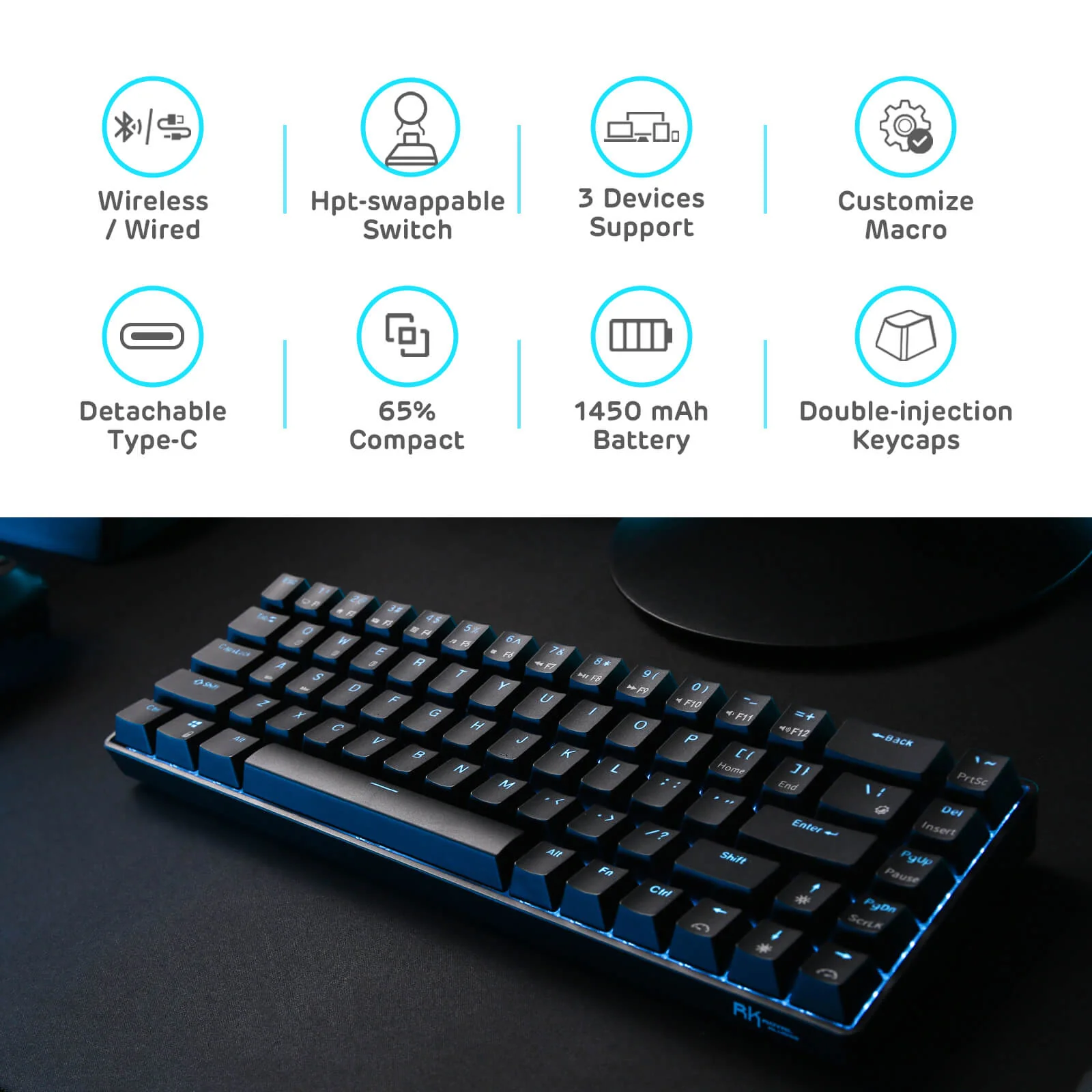 RK68 65% Wireless Mechanical Keyboard (Open-Box) - Image 13