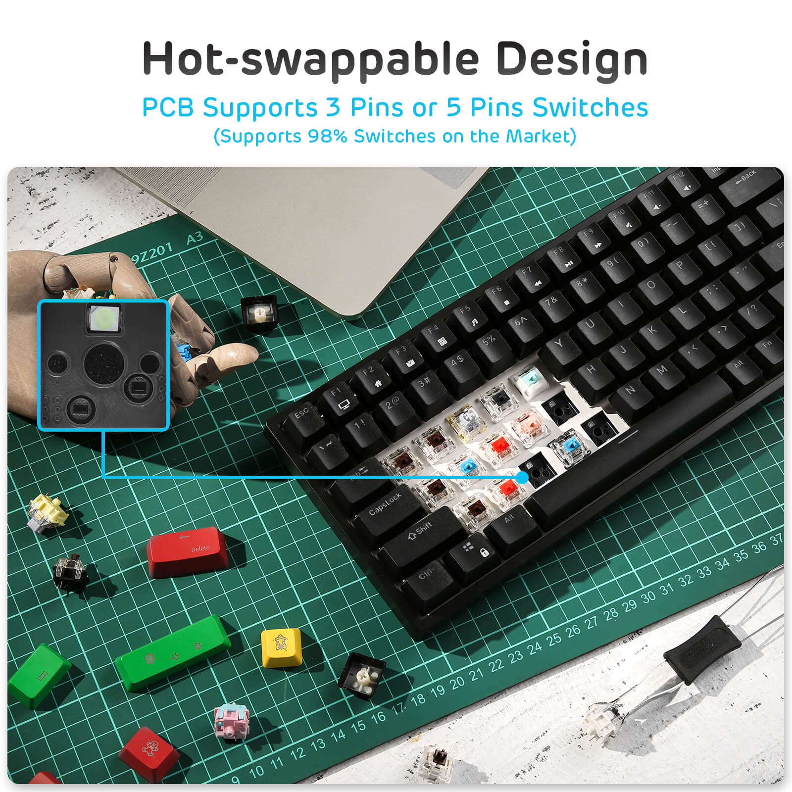 RK84 75% Wireless Mechanical Keyboard, Blue Backlit - Image 12