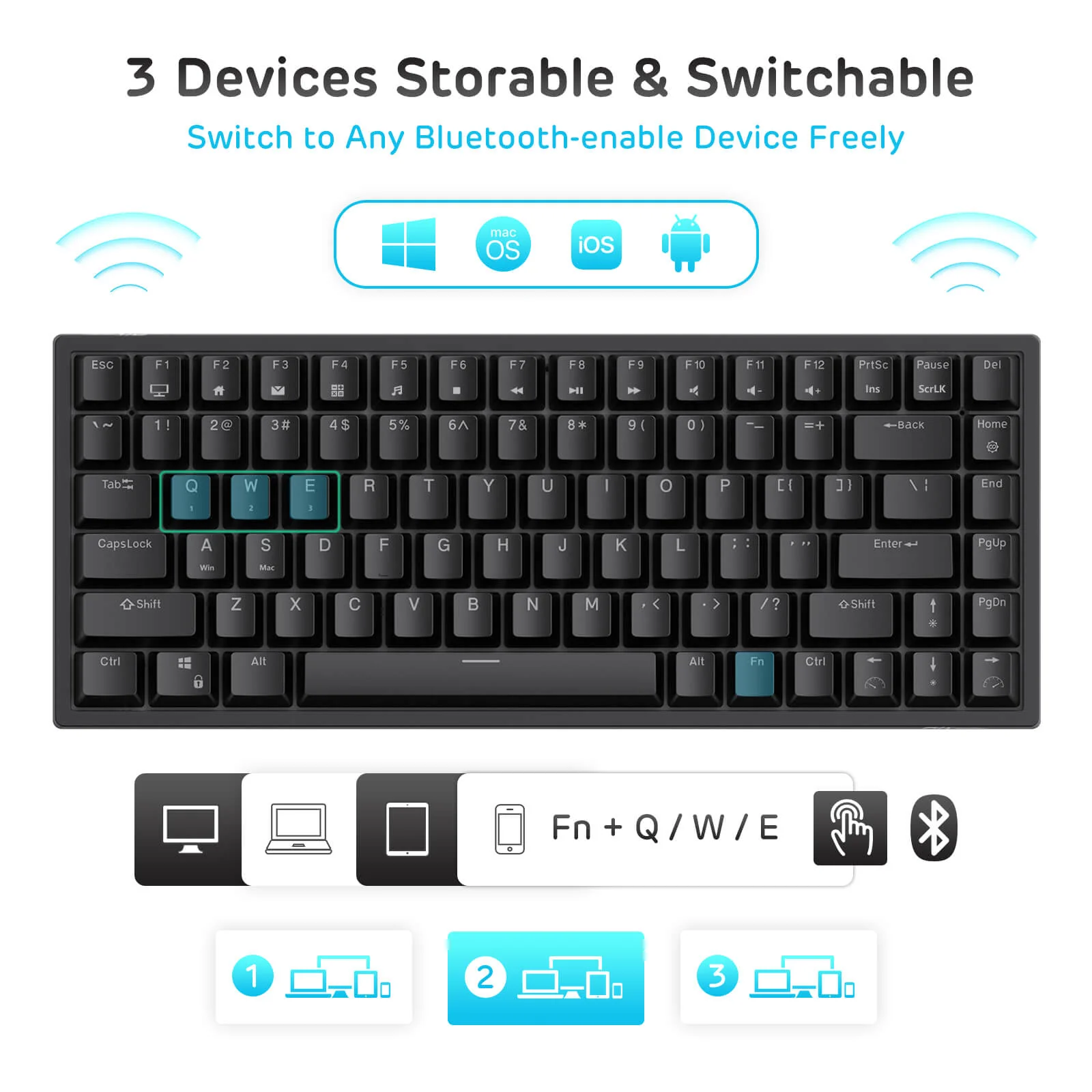 RK84 75% Wireless Mechanical Keyboard, Blue Backlit - Image 14