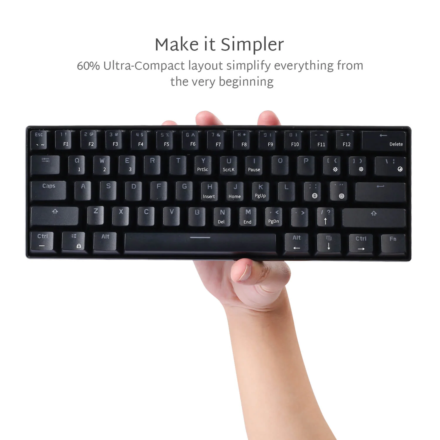 RK61 60% Dual Mode Wireless Mechanical Gaming Keyboard, Black -  Blue Switch (Open-Box) - Image 5