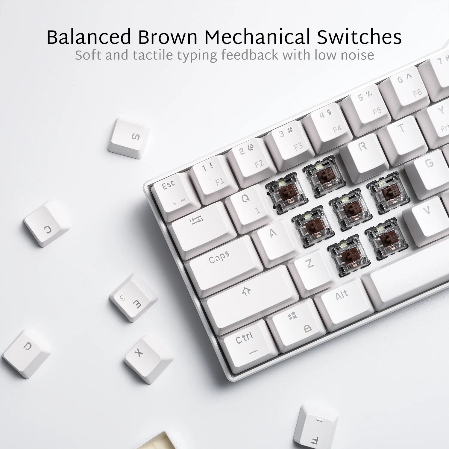 RK61 60% Dual Mode Wireless Mechanical Gaming Keyboard - Brown Switch (Open-Box) - Image 6
