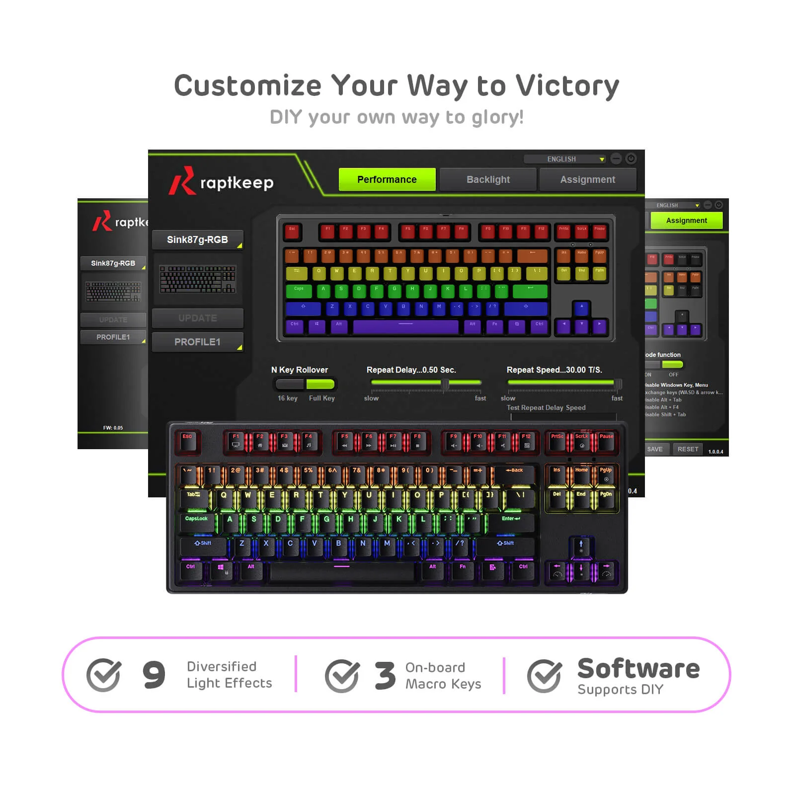 ROYAL KLUDGE Sink87G 87 Keys RGB 2.4G Wireless TKL Mechanical Gaming Keyboard - Black Tactile Brown Switches (Open-Box) - Image 5